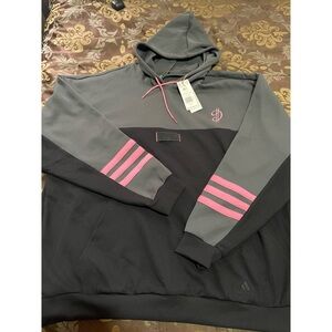 Adidas Gray and Black Hoodie with Pink Accents